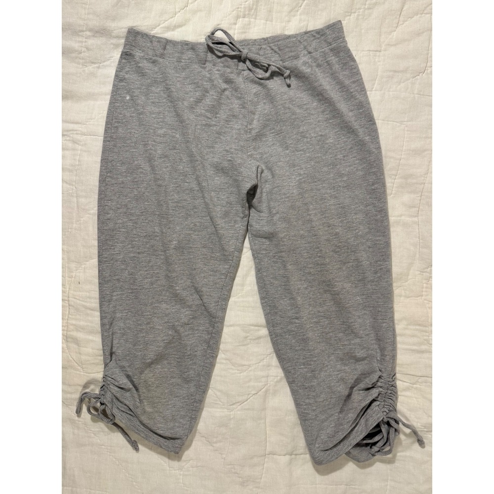 Fame 4 Fifteen Gray Capri Joggers Cinched Tie Hem Medium Drawstring Jersey Knit